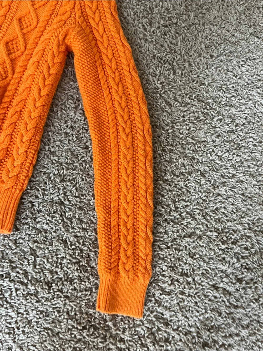 Ralph Lauren Orange Cable-Knit Crewneck Sweater Blue Label size 12/14 Girls